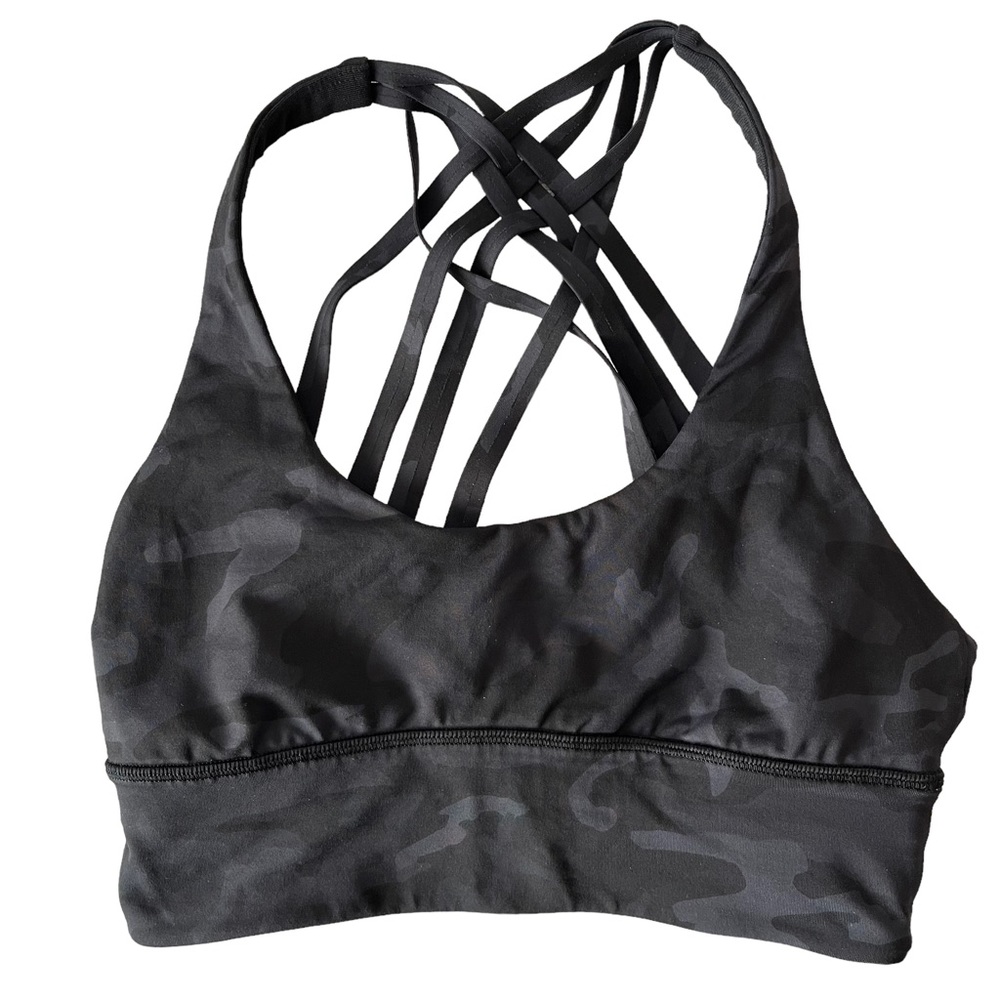 ❌SOLD ❌ Lululemon Free To Be Moved Bra Incognito Camo Multi Grey Size 4 - Picture 3 of 8